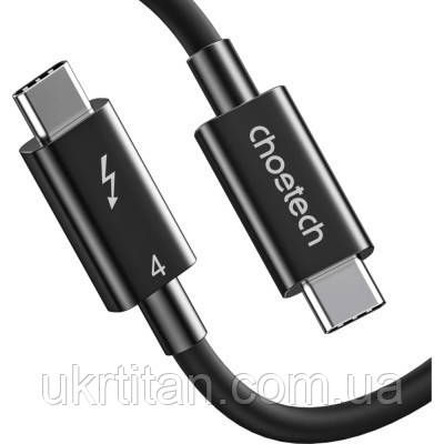 Оригінал! Дата кабель USB-С to USB-С 0.8m Thunderbolt4 40Gbps Power Delivery 100W 8K60Hz Choetech (A3010-BK) - Вища Якість!, фото 1