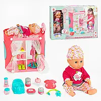 Функціональна лялька-пупс 30 см у наборі з шафою, одягом, аксесуарами, музика, підсвічування, посуд