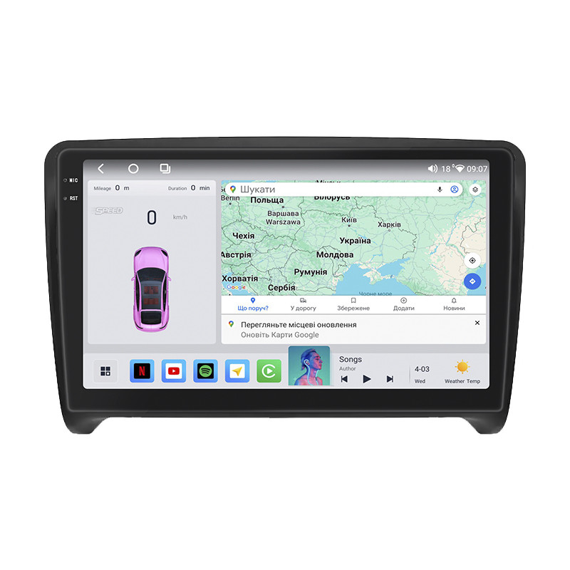 Штатна магнітола Lesko для Audi TTS II (8J) 2007-2010 екран 9" 4/64 QLED CarPlay 4G Wi-Fi GPS 360 Prime