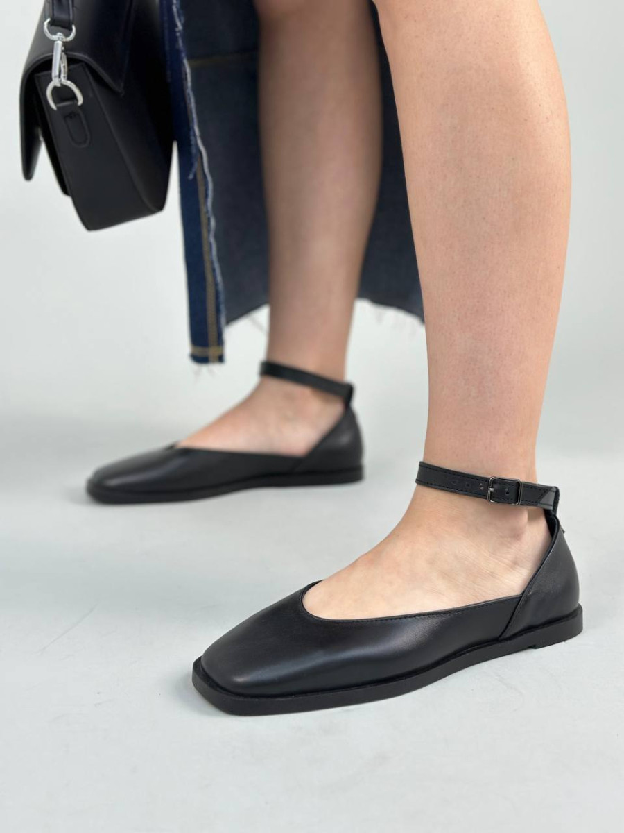 Жіночі балетки ShoesBand Чорні натуральна шкіра 38 (25-25,5 см) (S35001-1)