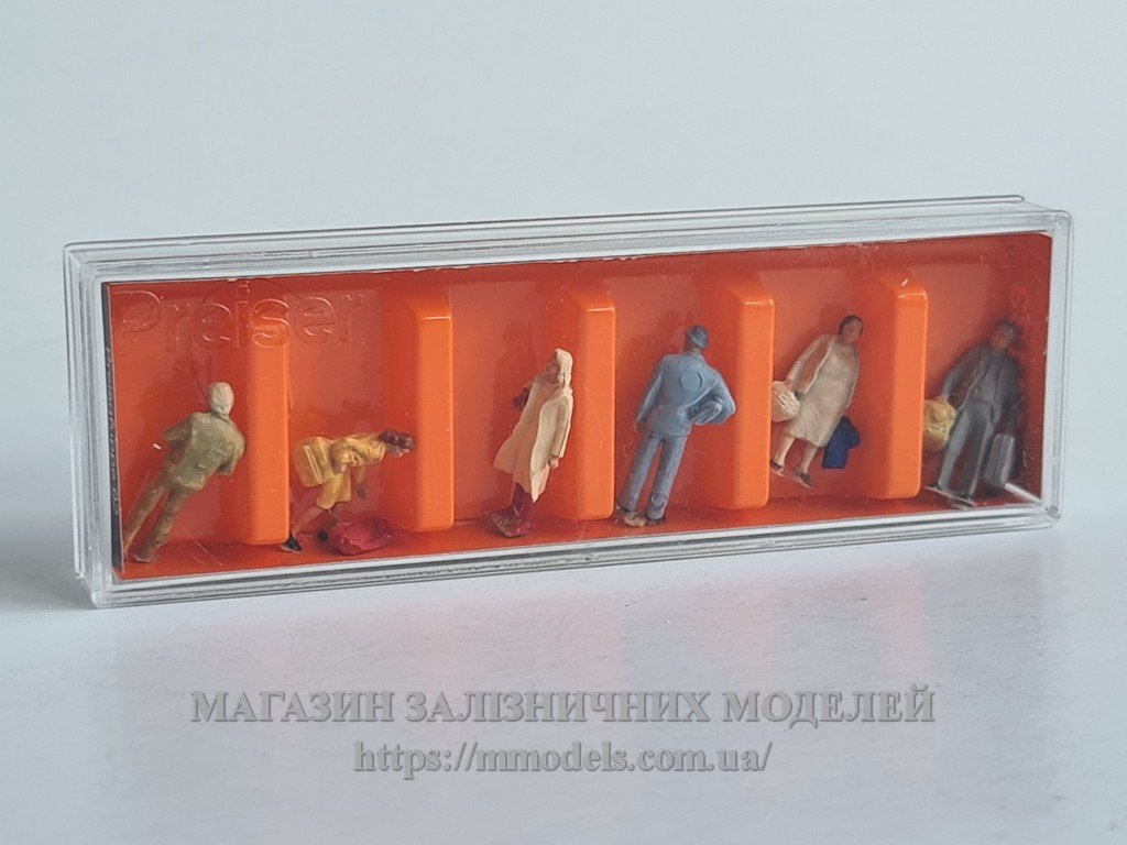 Набір фігурок - "пасажири з багажем", комплект - 6 штук, масштабу 1:87, фото 1