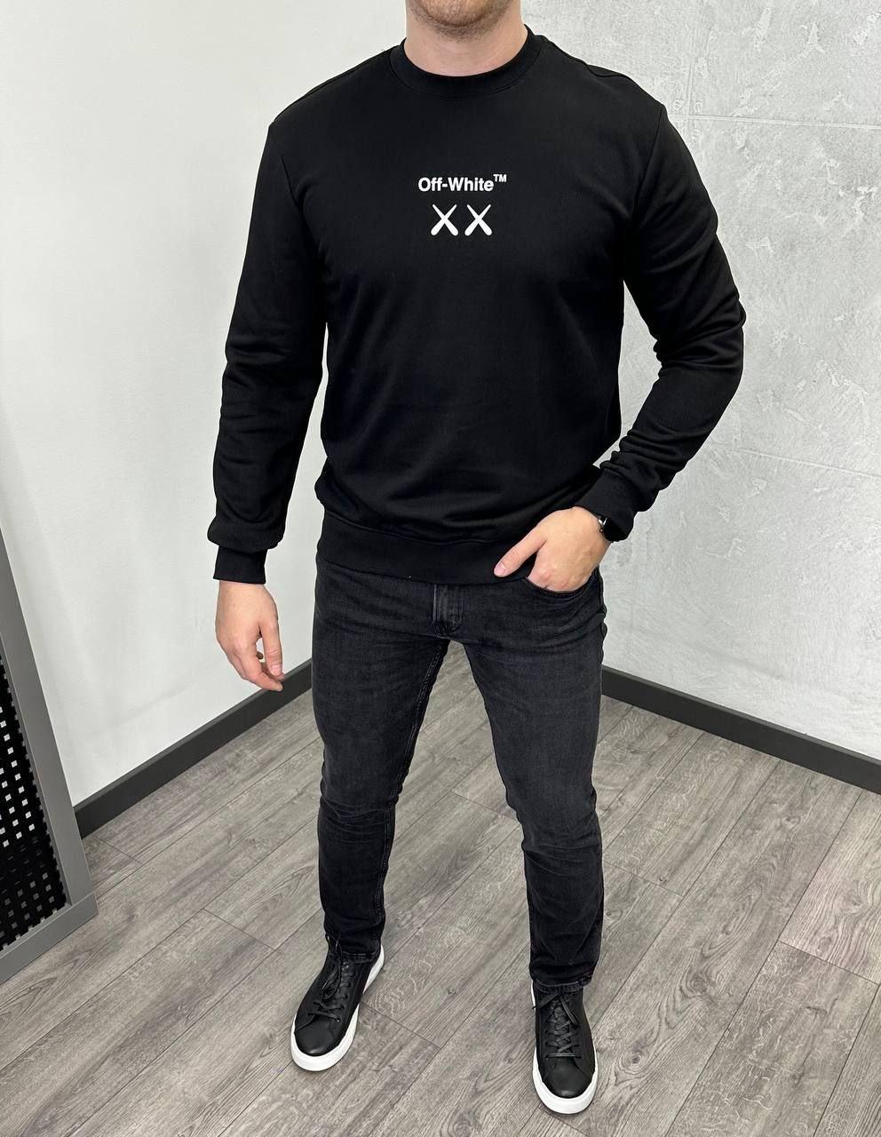 Чоловіча кофта світшот Off-White H4647 чорна, фото 1