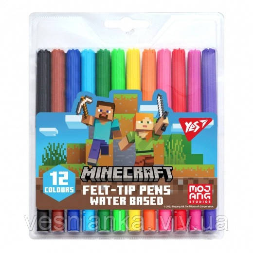 Фломастери 12 кол. на водній основі "Minecraft" 650544 Yes