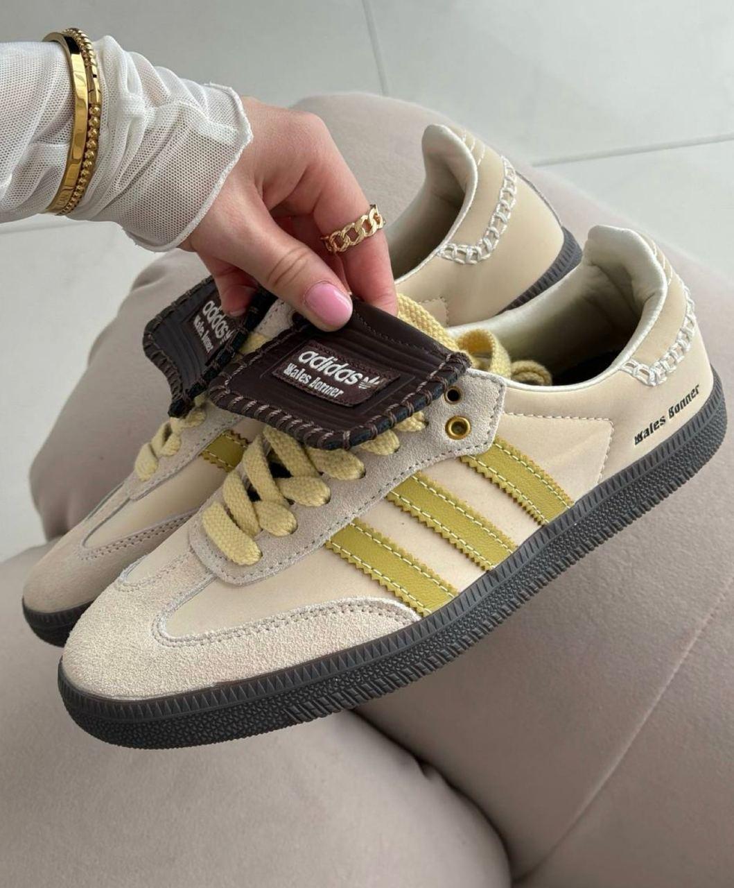 Жіночі кросівки Adidas Samba Wales Bonner Yellow premium Адідас Самба бежеві замша текстиль демісезон