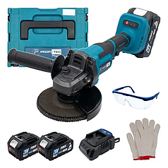 Потужна кутова безщіткова шліфмашина PROFI-TEC PGA202BL POWERLine : з АКБ 2шт-20V 4.0Ah, диск 125 мм, 8500 об/хв
