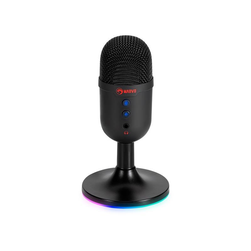 Ігровий стрім мікрофон RGB MARVO MIC-06 |USB, AUX| Black