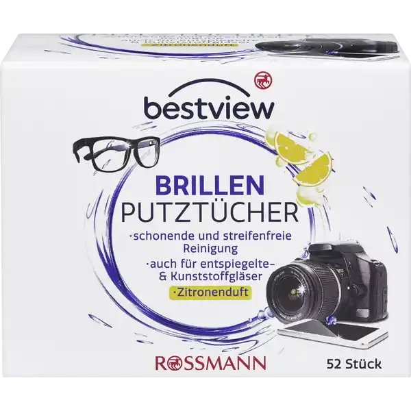 Серветки для чищення окулярів Bestview 52 шт з ароматом лимона, фото 1