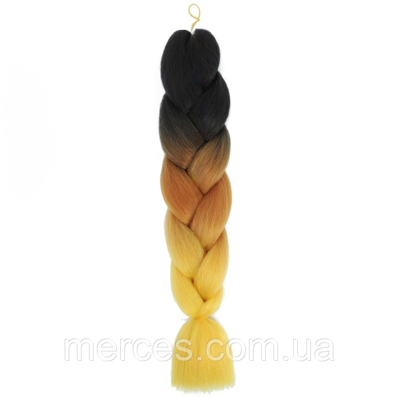 Канекалон Jumbo Braid омбре різнокольорова коса три кольори довжина 60 см Вага 100 грам Термостійкий C49