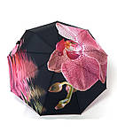 Парасолька автомат Susino 3094 Max comfort жіноча на 9 спиць принтом Квіти Чорно-рожевий, фото 2