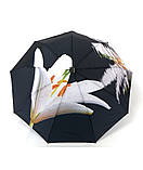 Парасолька автомат Susino 3094 Max comfort жіноча на 9 спиць принтом Квіти Чорно-білий, фото 2
