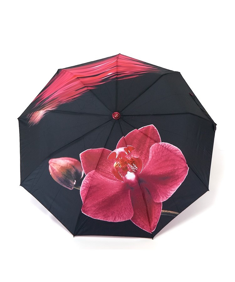 Парасолька автомат Susino 3094 Max comfort жіноча на 9 спиць принтом Квіти Чорно-малиновий, фото 1