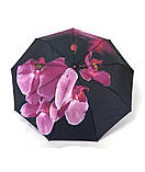 Парасолька автомат Susino 3094 Max comfort жіноча на 9 спиць принтом Квіти Чорно-бузковий, фото 2