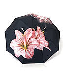 Парасолька автомат Susino 3094 Max comfort жіноча на 9 спиць принтом Квіти Чорно-теракотовий, фото 2