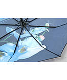 Парасолька автомат Susino 3094 Max comfort жіноча на 9 спиць принтом Квіти Чорно-блакитний, фото 8