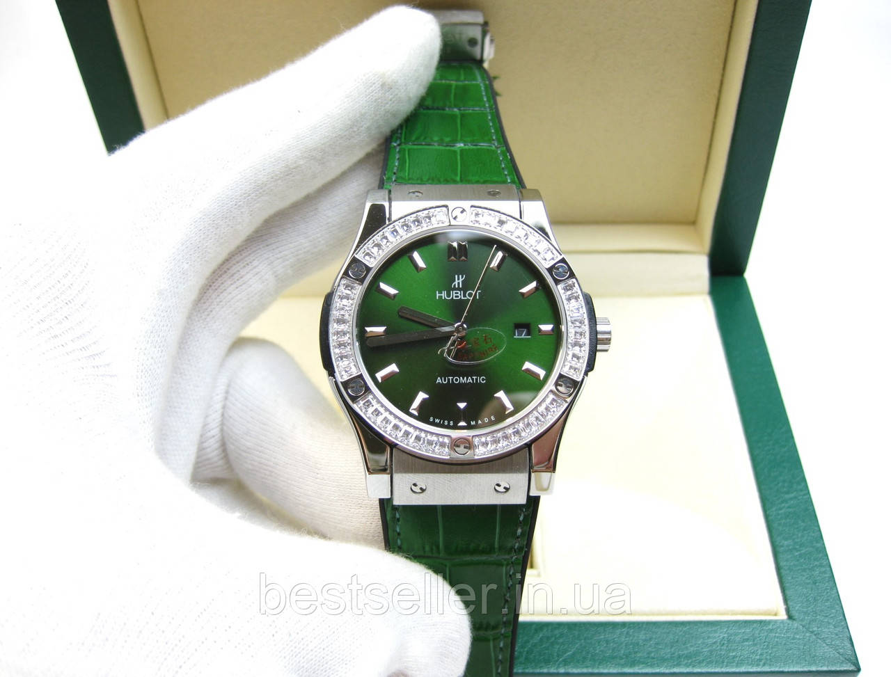 HUBLOT CLASSIC FUSION DIMONDS AUTOMATIC 45MM SILVER GREEN. ААА
