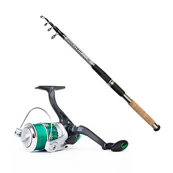 Універсальний набір : Спінінг Apache Navigator телескоп 3,90 м тест 120-180 г + Котушка Feima  LA 1bb з ліскою