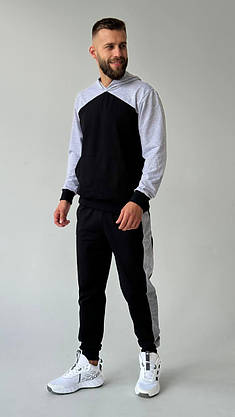 Чоловічий спортивний костюм демісезонний весна-осінь худі з капюшоном костюм стильний молодіжний повсякденний, фото 2