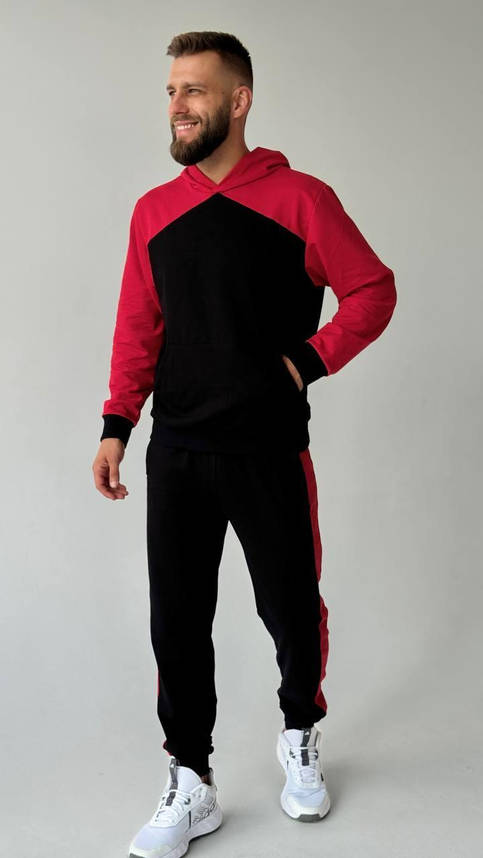 Стильний чоловічий спортивний костюм весна-осінь кросно-чорний костюми молодіжні повсякденні для чоловіків, фото 1