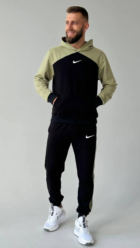 Чоловічий спортивний костюм Найк демісезонний костюм молодіжний з капюшоном комплект худі та штани на хлопця, фото 1