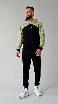 Чоловічий спортивний костюм Найк демісезонний костюм молодіжний з капюшоном комплект худі та штани на хлопця, фото 4
