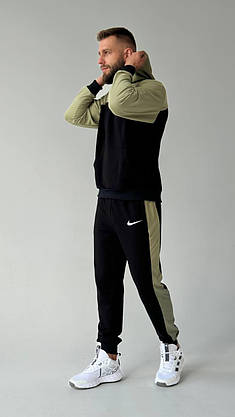 Чоловічий спортивний костюм Найк демісезонний костюм молодіжний з капюшоном комплект худі та штани на хлопця, фото 5