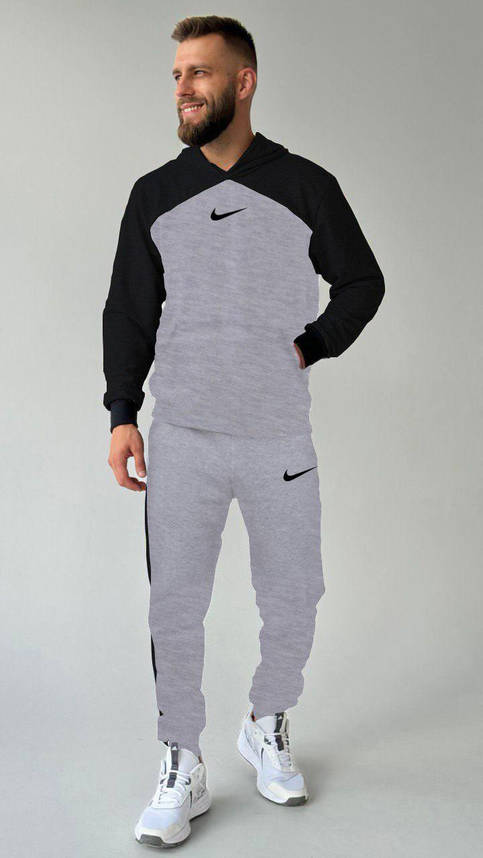 Чоловічий спортивний костюм демісезонний чорно-сірий костюм худі та штани спортивні на хлопця підлітка, фото 2