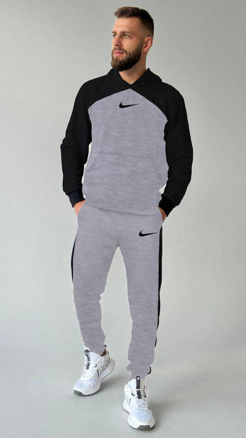 Чоловічий спортивний костюм демісезонний чорно-сірий костюм худі та штани спортивні на хлопця підлітка, фото 3