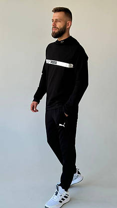 Чорний чоловічий спортивний костюм Puma демісезон костюм на хлопця з капюшоном стильний молодіжний повсякденний, фото 4