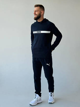 Чоловічий спортивний костюм Puma двонитка костюм на хлопця з капюшоном стильний молодіжний модний повсякденний, фото 2