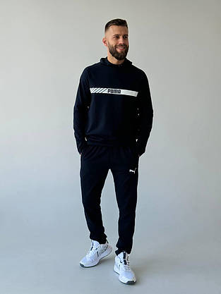 Чоловічий спортивний костюм Puma двонитка костюм на хлопця з капюшоном стильний молодіжний модний повсякденний, фото 3