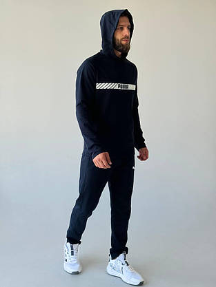 Чоловічий спортивний костюм Puma двонитка костюм на хлопця з капюшоном стильний молодіжний модний повсякденний, фото 5