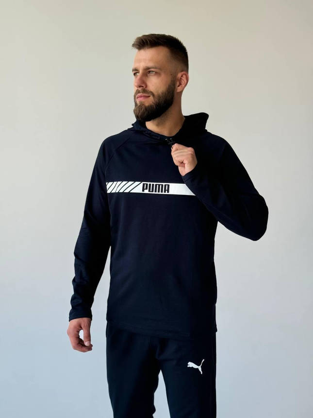 Чоловічий спортивний костюм Puma двонитка костюм на хлопця з капюшоном стильний молодіжний модний повсякденний, фото 1