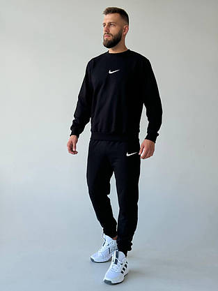 Чоловічий спортивний костюм чорний весна осінь комплект світшот штани молодіжний зручний костюм повсякденний, фото 4