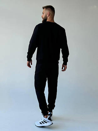 Чоловічий спортивний костюм чорний весна осінь комплект світшот штани молодіжний зручний костюм повсякденний, фото 5