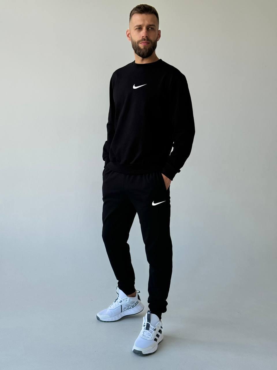 Чоловічий спортивний костюм чорний весна осінь комплект світшот штани молодіжний зручний костюм повсякденний
