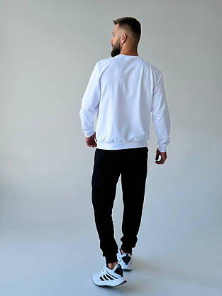 Чоловічий спортивний костюм на весну-осінь біло чорного кольору комплект світшот штани стильний молодіжний костюм, фото 5