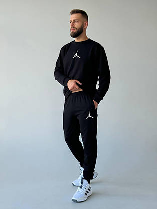 Чоловічий спортивний костюм чорний весна-осінь комплект світшот штани стильний молодіжний зручний на щодень, фото 4