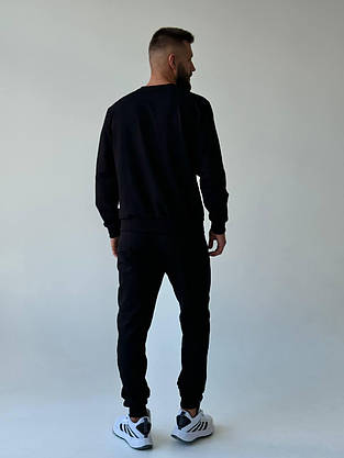 Чоловічий спортивний костюм чорний весна-осінь комплект світшот штани стильний молодіжний зручний на щодень, фото 5