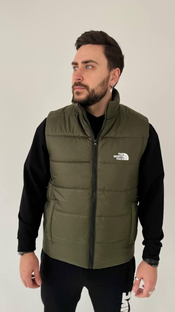 Стильная жилетка мужская TNF цвет хаки весна-осень безрукавка спортивная повседневный без капюшона удобная