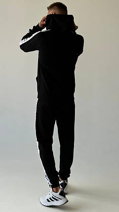 Спортивний костюм чоловічий Nike весна-осінь чорний костюм стильний молодіжний з капюшоном комплект худі штани, фото 3