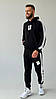 Спортивний костюм чоловічий Nike весна-осінь чорний костюм стильний молодіжний з капюшоном комплект худі штани, фото 6