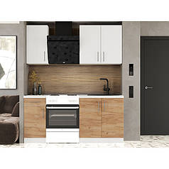 Кухня модульна Еверест Оптіма набір №1 Білий+Дуб крафт золотий 1,8 м (без стільниці) (DTM-5691)