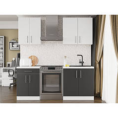 Кухня модульна Еверест Оптіма набір №2 Німфея альба+Антрацит 2 м (без стільниці) (DTM-5697)