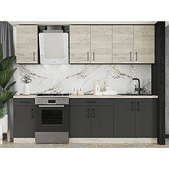 Кухня модульна Еверест Оптіма набір №3 Дуб крафт білий+Антрацит 2,6 м (без стільниці) (DTM-5699)