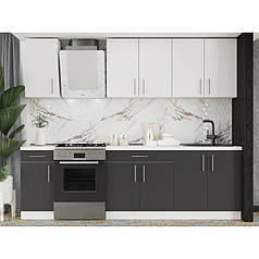 Кухня модульна Еверест Оптіма набір №3 Німфея альба+Антрацит 2,6 м (без стільниці) (DTM-5702)