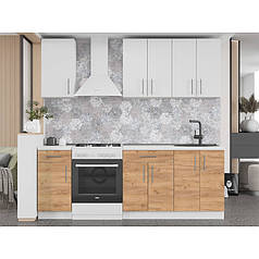 Кухня модульна Еверест Оптіма набір №4 Німфея альба+Дуб крафт золотий 2,2 м (без стільниці) (DTM-5706)