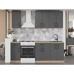 Кухня модульна Еверест Оптіма набір №4 Графіт 2,2 м (без стільниці) (DTM-5708)