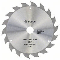 Пила дискова по дереву BOSCH 160x20/16x18z Optiline ECO