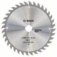 Пила дискова по дереву BOSCH 160x20/16x36z Optiline ECO