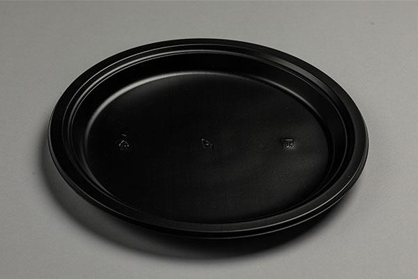 Одноразова плоска тарілка Преміум 260 мм чорна пластикова універсальна упаковка 50 штук, фото 1